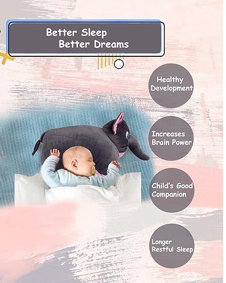 Sakuya Toys Super Soft and Huggable Stuffed Elephant Pillow, Black Polyfill & Washable - 100% Safe for Kids