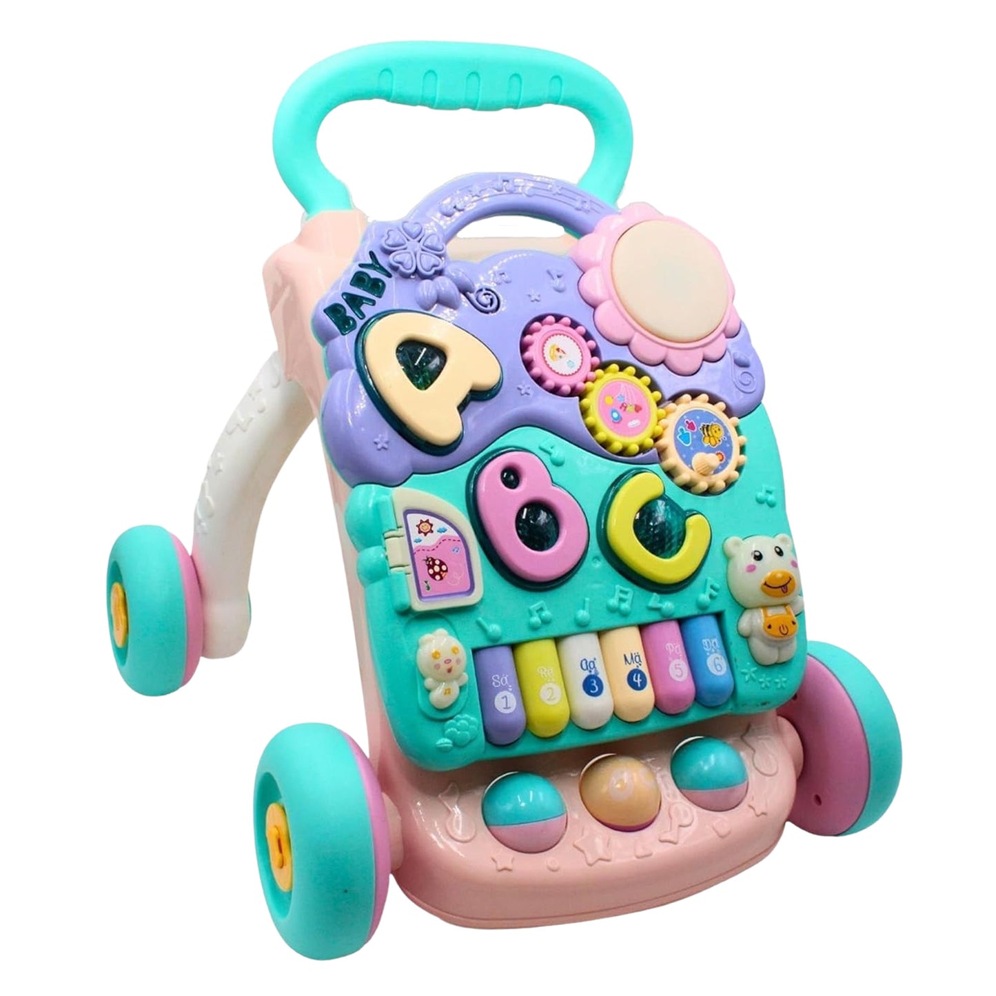 Sakuya Interactive 2-in-1 Baby Walker & Musical Activity Center | STEM Learning Toy with Detachable Piano, Lights & Gears | Early Development Push Walker for Toddlers