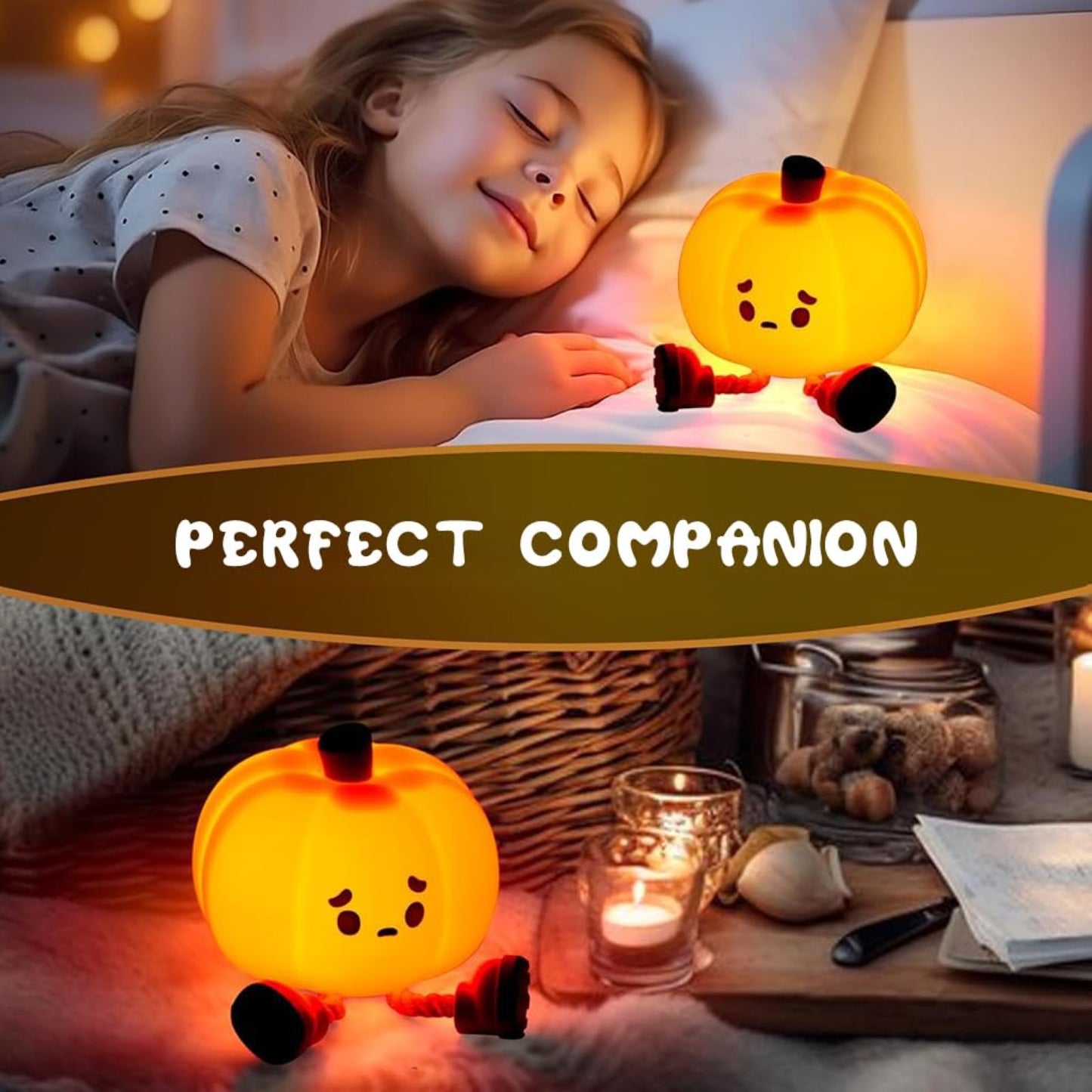 Pumpkin Lamp - Cute Pumpkin Silicone Night Lamp for Kids, Rechargeable Night Light for Bedroom, Aesthetic Lamp for Kids Room, Soft Silicone Cute Lamps, Pumpkin Gifts for Girls and Boys