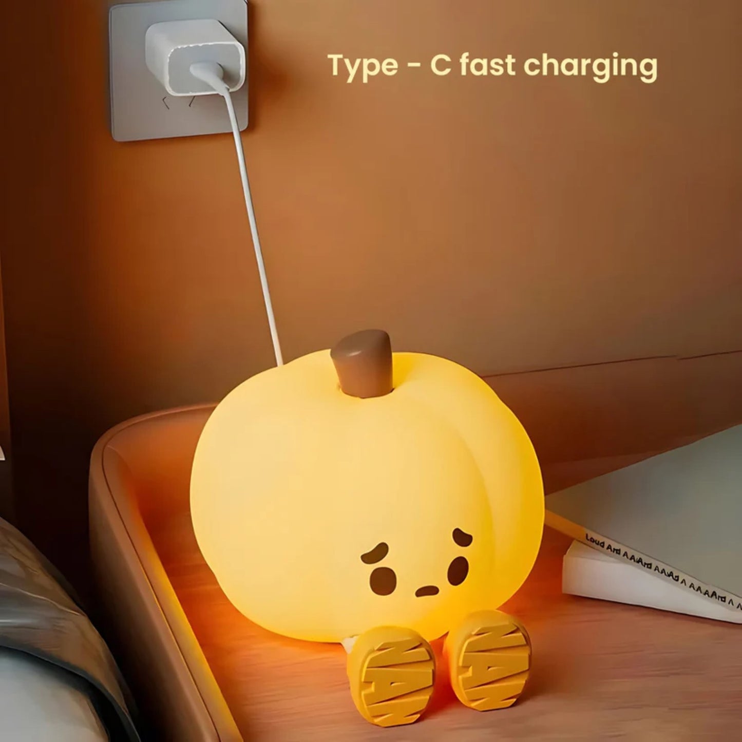Pumpkin Lamp - Cute Pumpkin Silicone Night Lamp for Kids, Rechargeable Night Light for Bedroom, Aesthetic Lamp for Kids Room, Soft Silicone Cute Lamps, Pumpkin Gifts for Girls and Boys