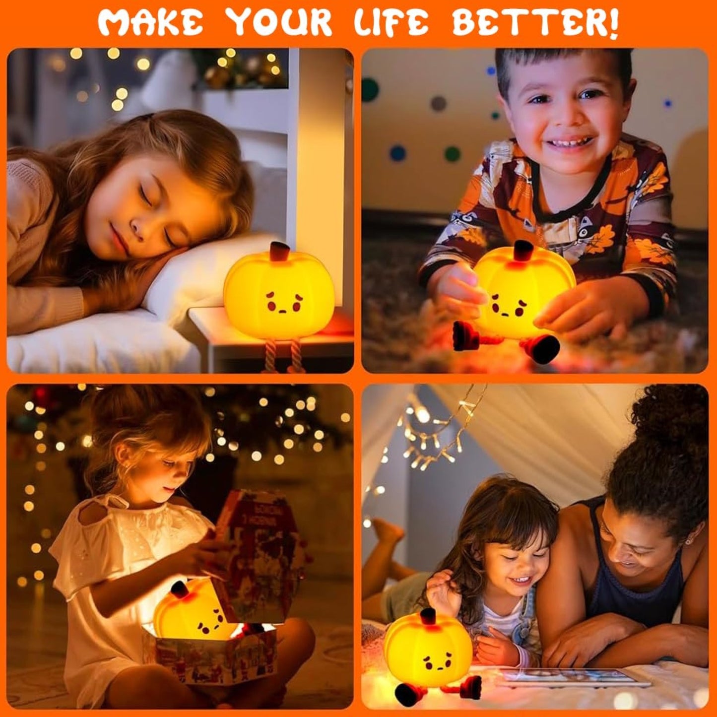 Pumpkin Lamp - Cute Pumpkin Silicone Night Lamp for Kids, Rechargeable Night Light for Bedroom, Aesthetic Lamp for Kids Room, Soft Silicone Cute Lamps, Pumpkin Gifts for Girls and Boys
