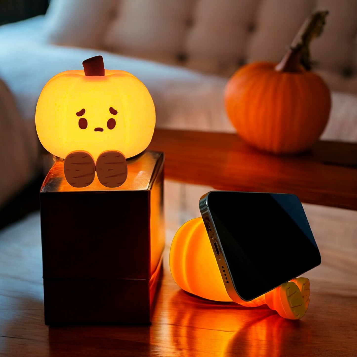 Pumpkin Lamp - Cute Pumpkin Silicone Night Lamp for Kids, Rechargeable Night Light for Bedroom, Aesthetic Lamp for Kids Room, Soft Silicone Cute Lamps, Pumpkin Gifts for Girls and Boys