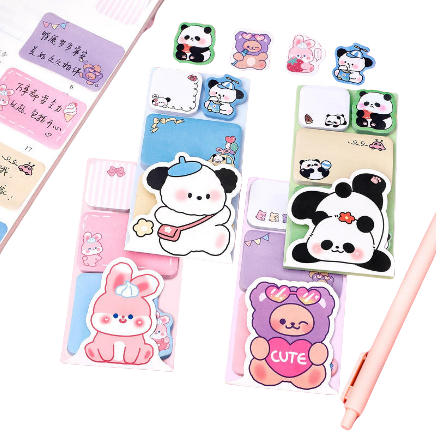 Sakuya Holographic Animal Sticky Notes | Self sticky notepad | 12x6cm Memo Pads & Decoration Stickers | 100 Sheets Per Pad
