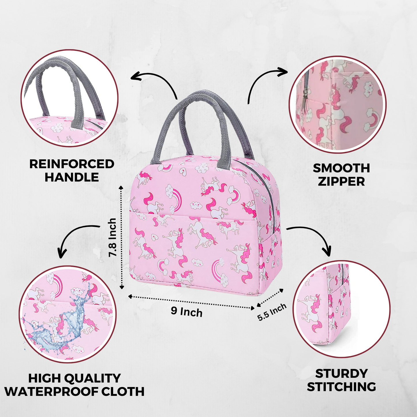 Sakuya Kid's Lunch Bag| Durable Lunch Tote for Children and Adults, Lightweight and Easy-to-Carry Ideal for Kids' Meals On The Go School, Office Lunch Bag