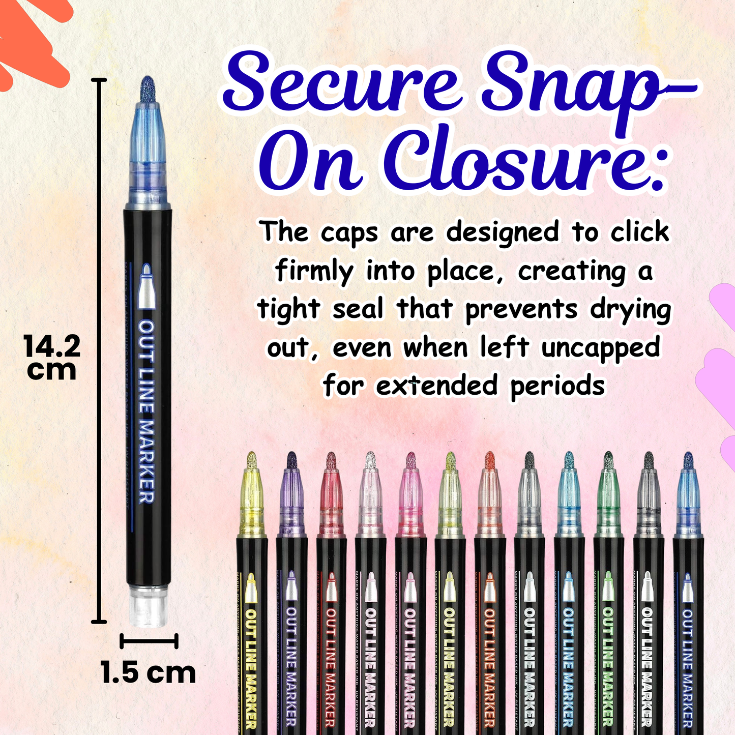 Sakuya Double Line Metallic Outline Marker Pens for Journaling, Scrapbooking, Doodles, Hand Lettering, DIY Crafts with Vibrant Colored Borders and Smooth Glitter Finish | School and Office Supplies