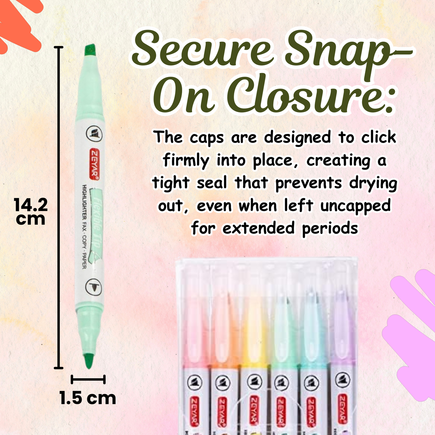 Sakuya Dual Tip Highlighter Pens with Chisel and Fine Bullet Tip for Journaling, School, Study Notes, Scrapbooks, Color Coding, Smooth Writing, and Creative Outlining | School and Office Supplies