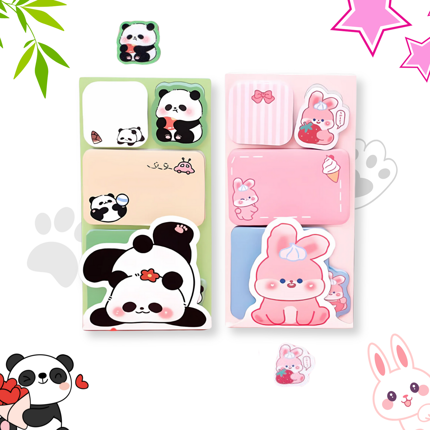 Sakuya Holographic Animal Sticky Notes | Self sticky notepad | 12x6cm Memo Pads & Decoration Stickers | 100 Sheets Per Pad