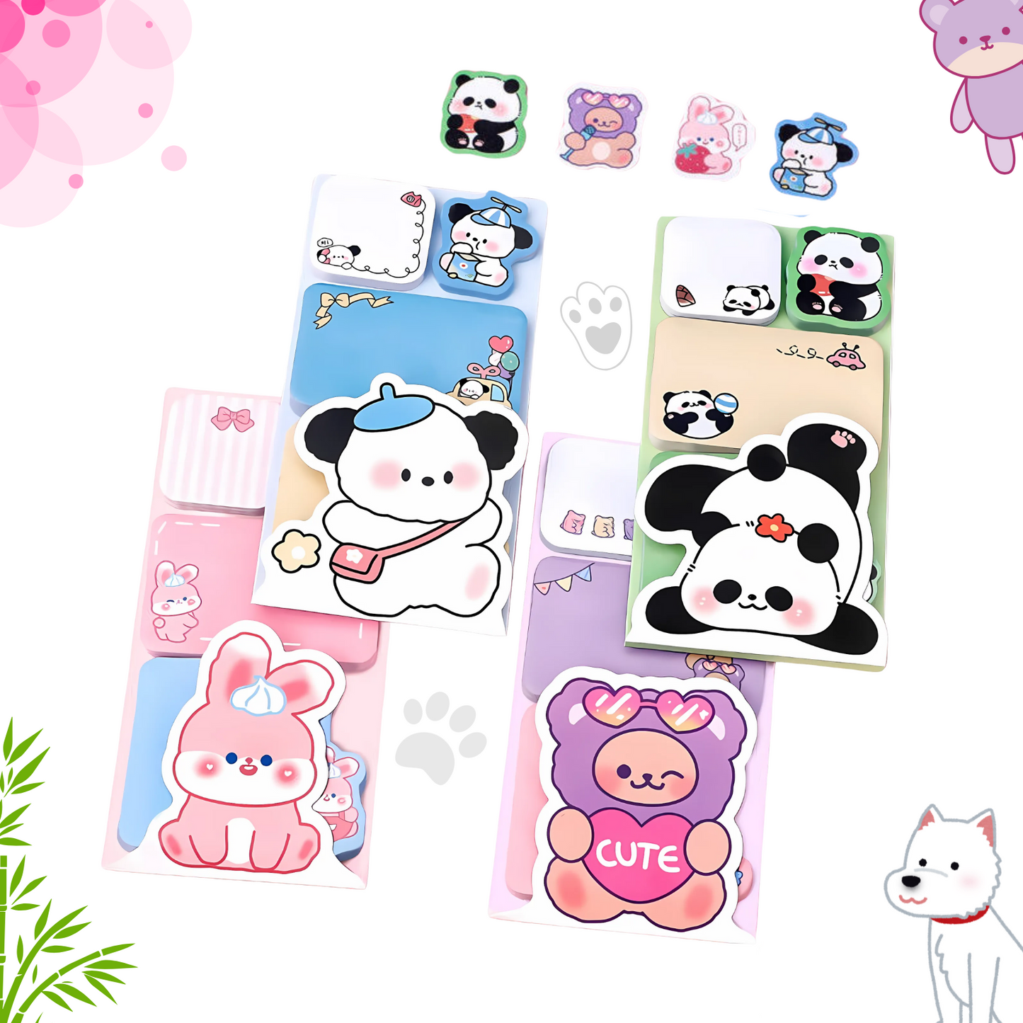 Sakuya Holographic Animal Sticky Notes | Self sticky notepad | 12x6cm Memo Pads & Decoration Stickers | 100 Sheets Per Pad