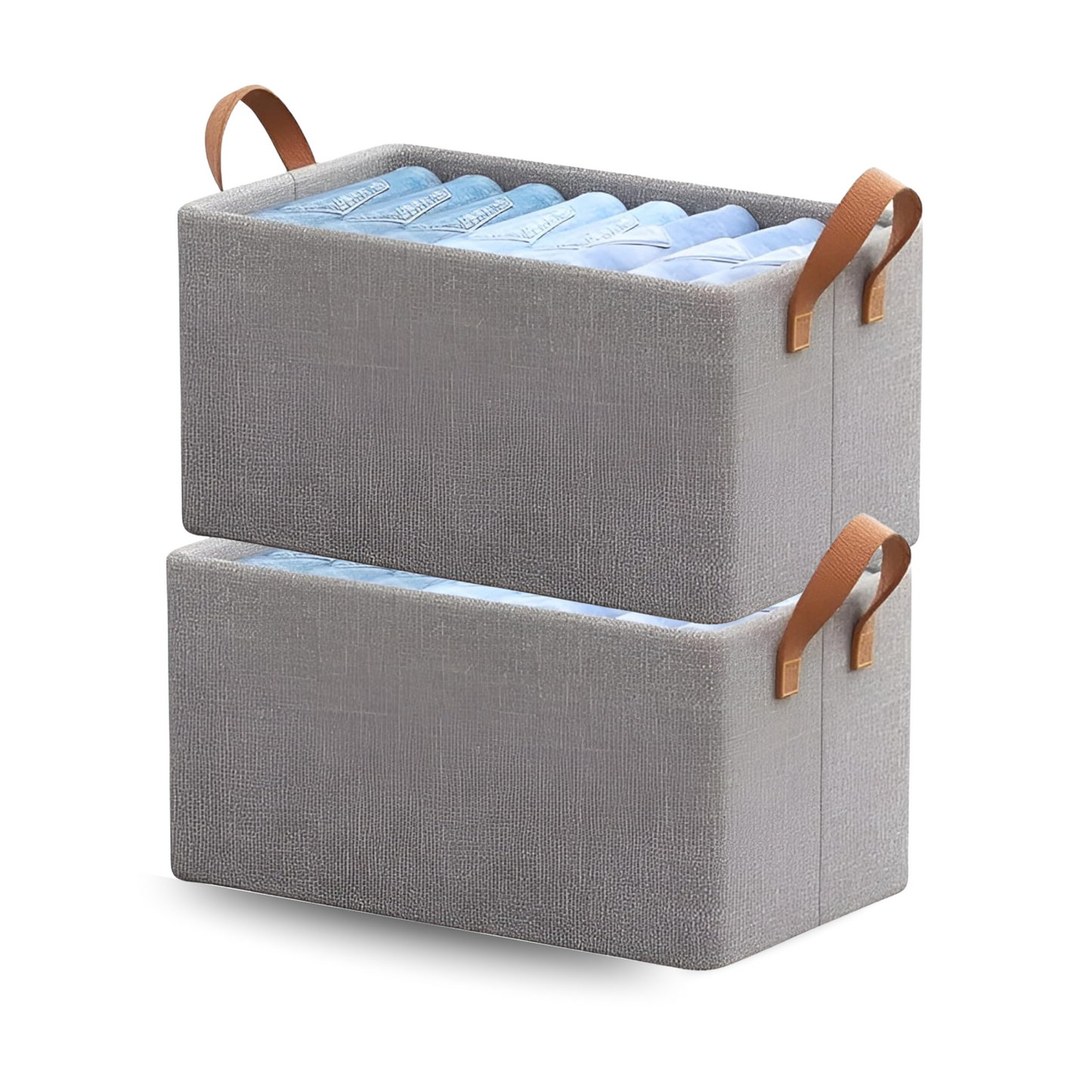 Sakuya Foldable Cloth Basket for Storage with Metal Frame and Handles| Clothes Organizer for Wardrobe, Wardrobe Organizer for Clothes, Toys, Shelves