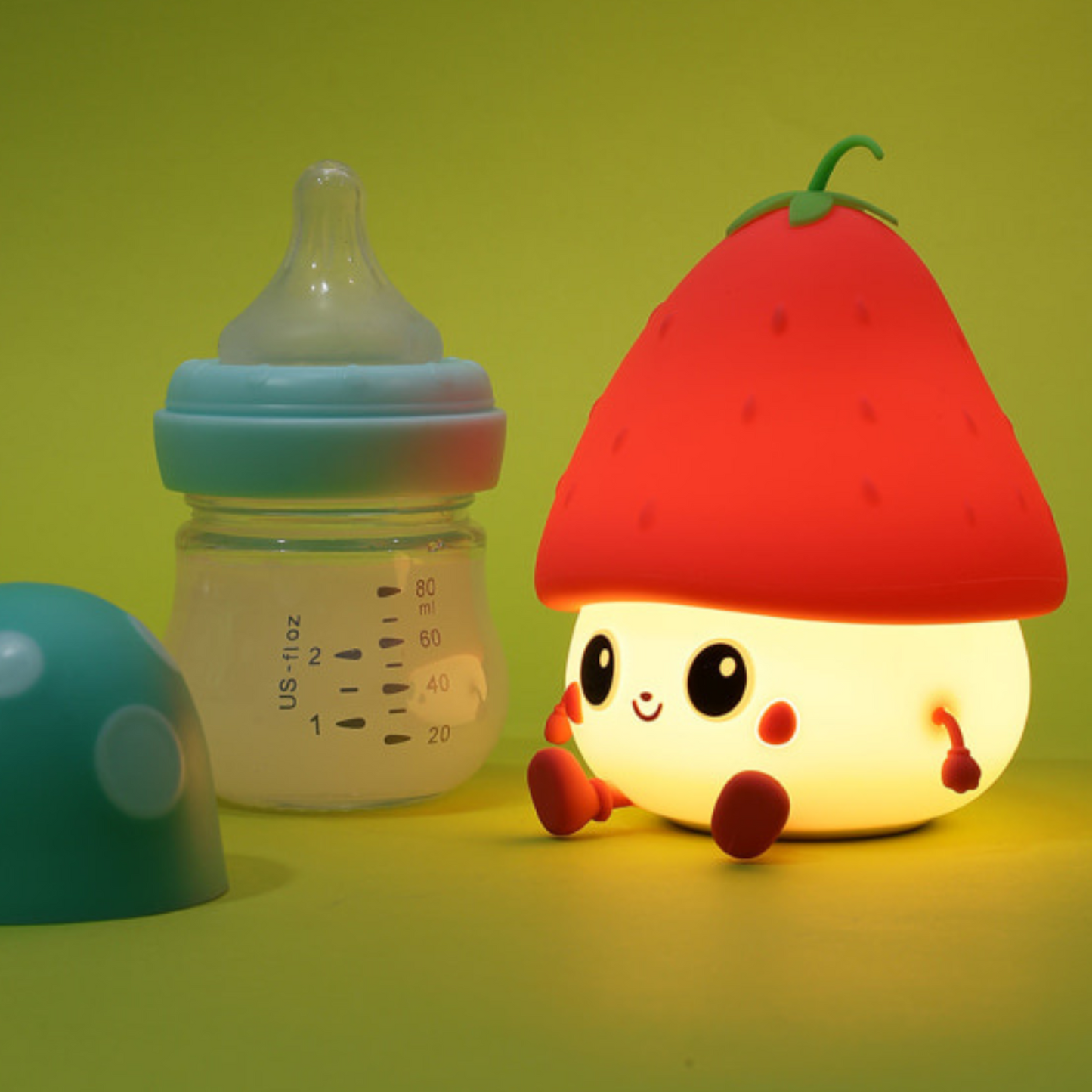 Strawberry Lamp - Cute Strawberry Silicone Night Lamp for Kids, Rechargeable Night Light for Bedroom, Animal Lamp for Kids Room, Soft Silicone Cute Lamps, Strawberry Gifts for Girls and Boys