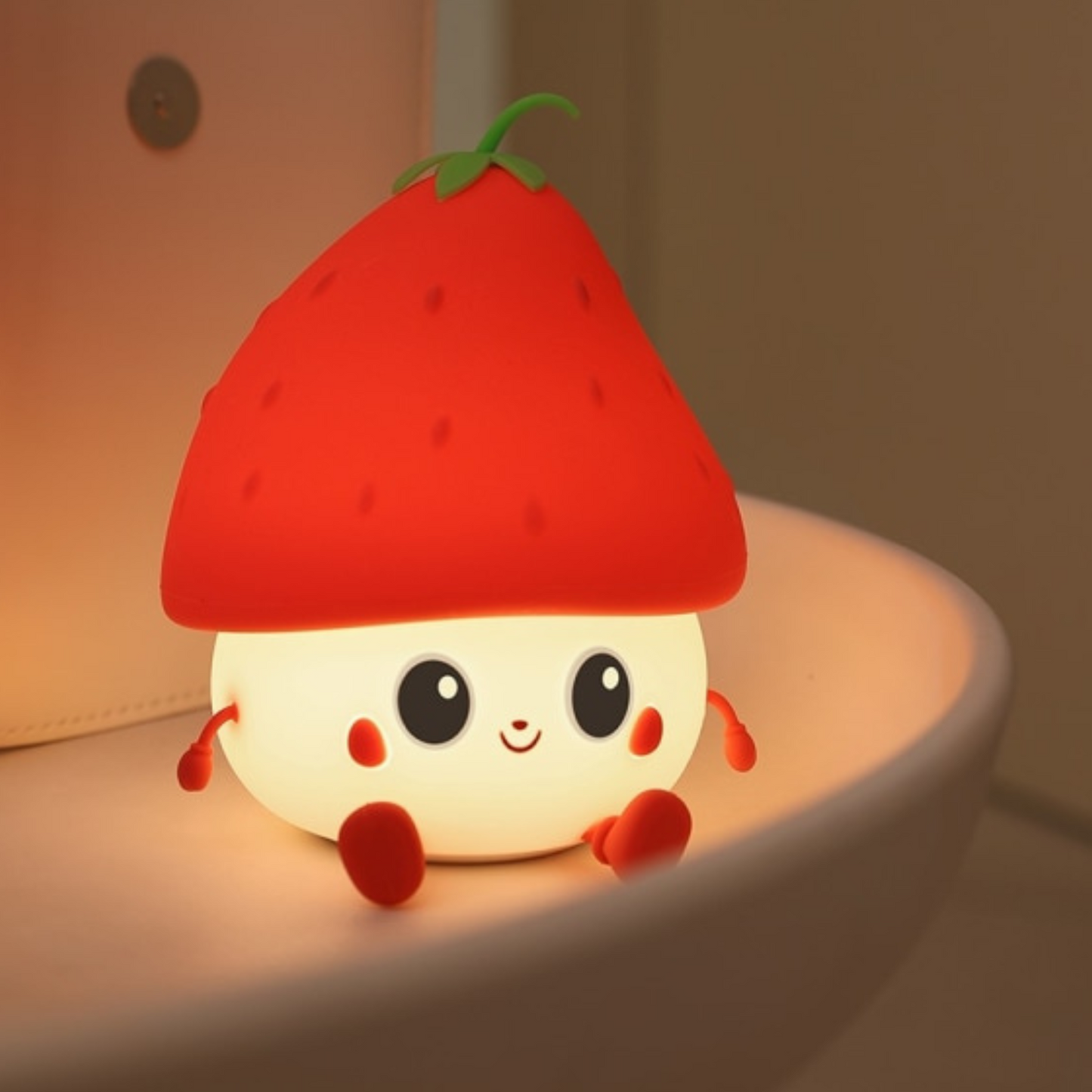 Strawberry Lamp - Cute Strawberry Silicone Night Lamp for Kids, Rechargeable Night Light for Bedroom, Animal Lamp for Kids Room, Soft Silicone Cute Lamps, Strawberry Gifts for Girls and Boys