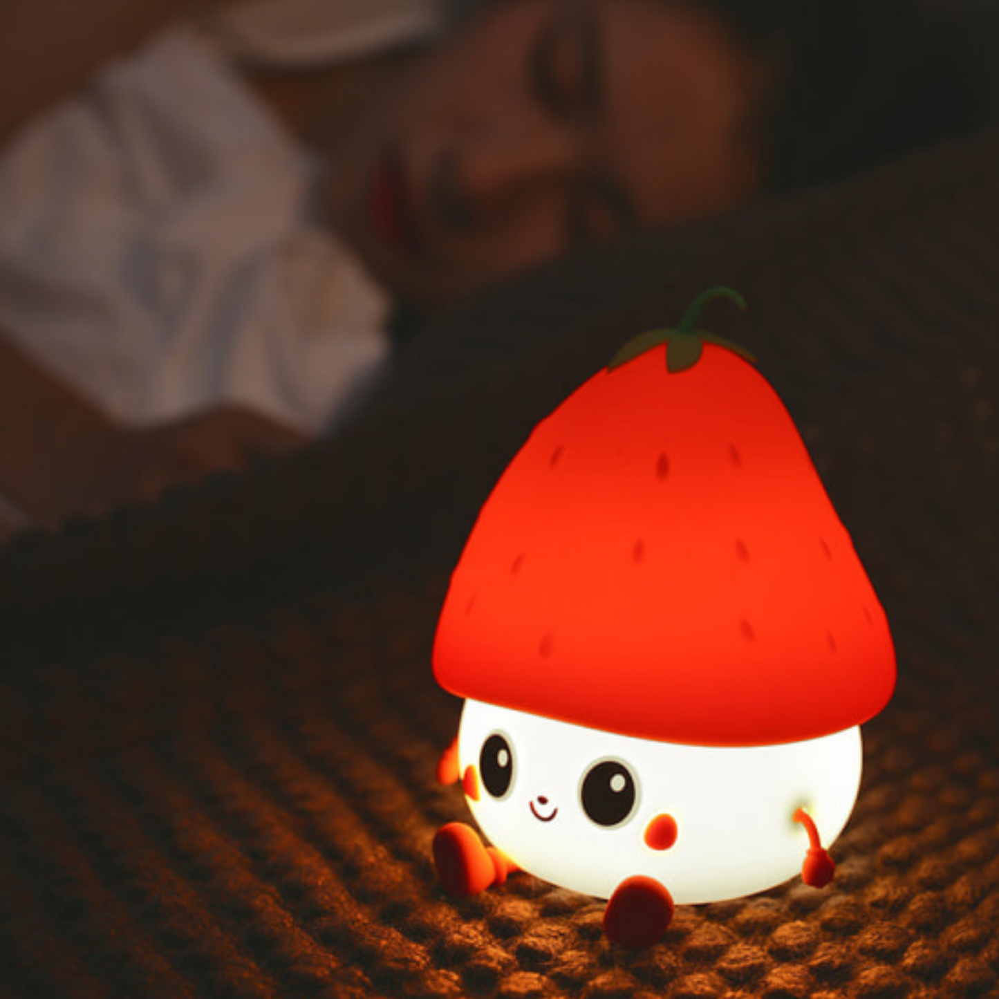 Strawberry Lamp - Cute Strawberry Silicone Night Lamp for Kids, Rechargeable Night Light for Bedroom, Animal Lamp for Kids Room, Soft Silicone Cute Lamps, Strawberry Gifts for Girls and Boys
