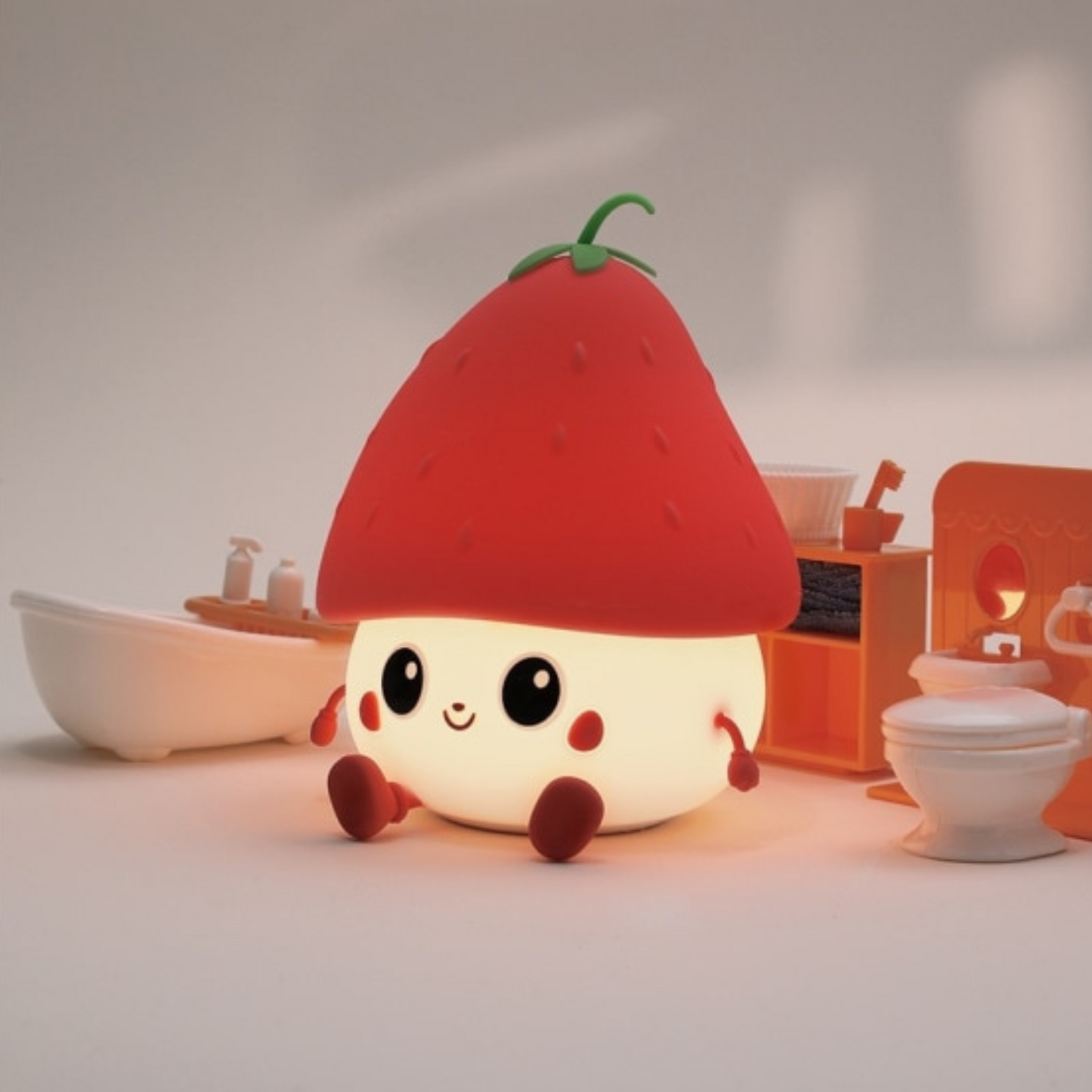 Strawberry Lamp - Cute Strawberry Silicone Night Lamp for Kids, Rechargeable Night Light for Bedroom, Animal Lamp for Kids Room, Soft Silicone Cute Lamps, Strawberry Gifts for Girls and Boys