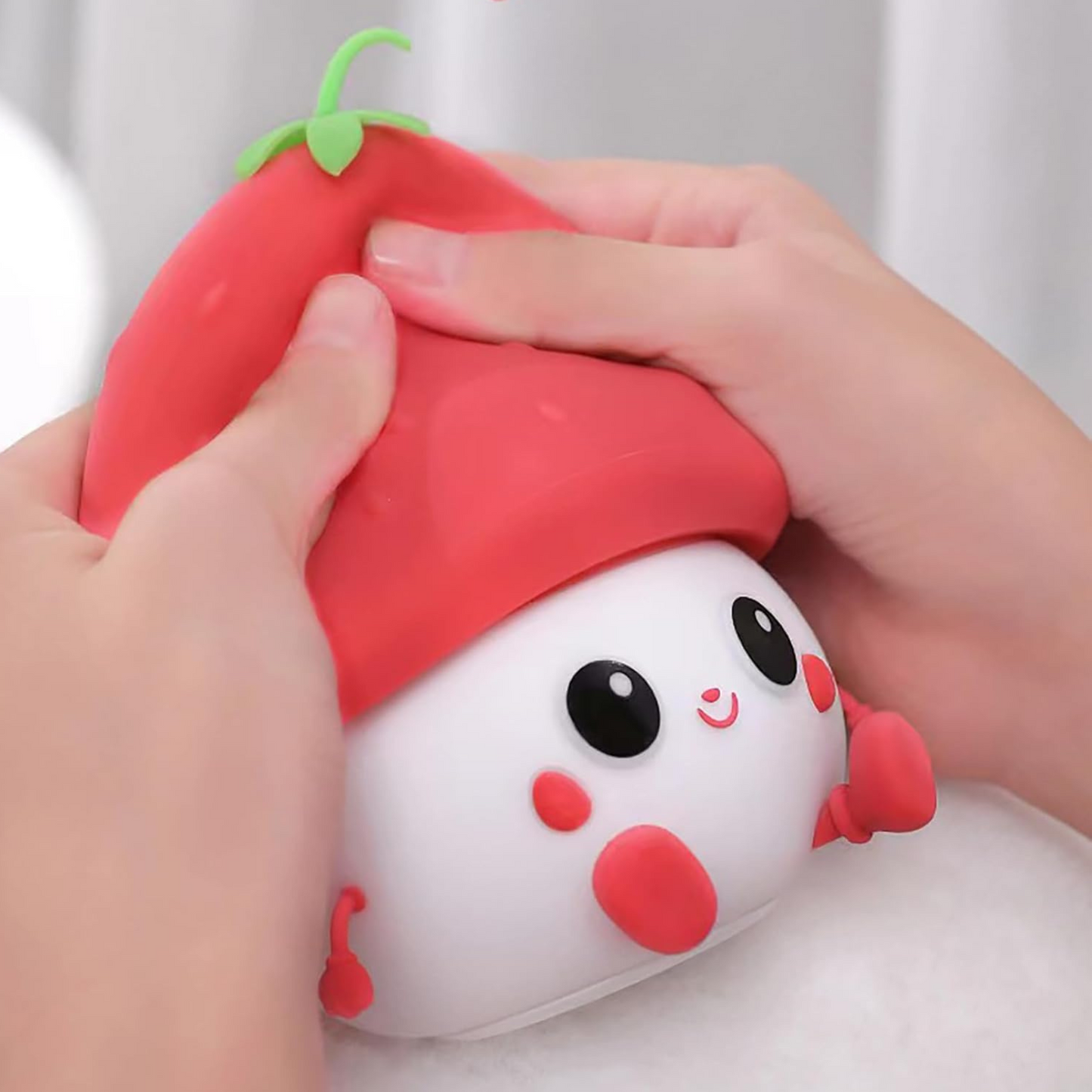 Strawberry Lamp - Cute Strawberry Silicone Night Lamp for Kids, Rechargeable Night Light for Bedroom, Animal Lamp for Kids Room, Soft Silicone Cute Lamps, Strawberry Gifts for Girls and Boys