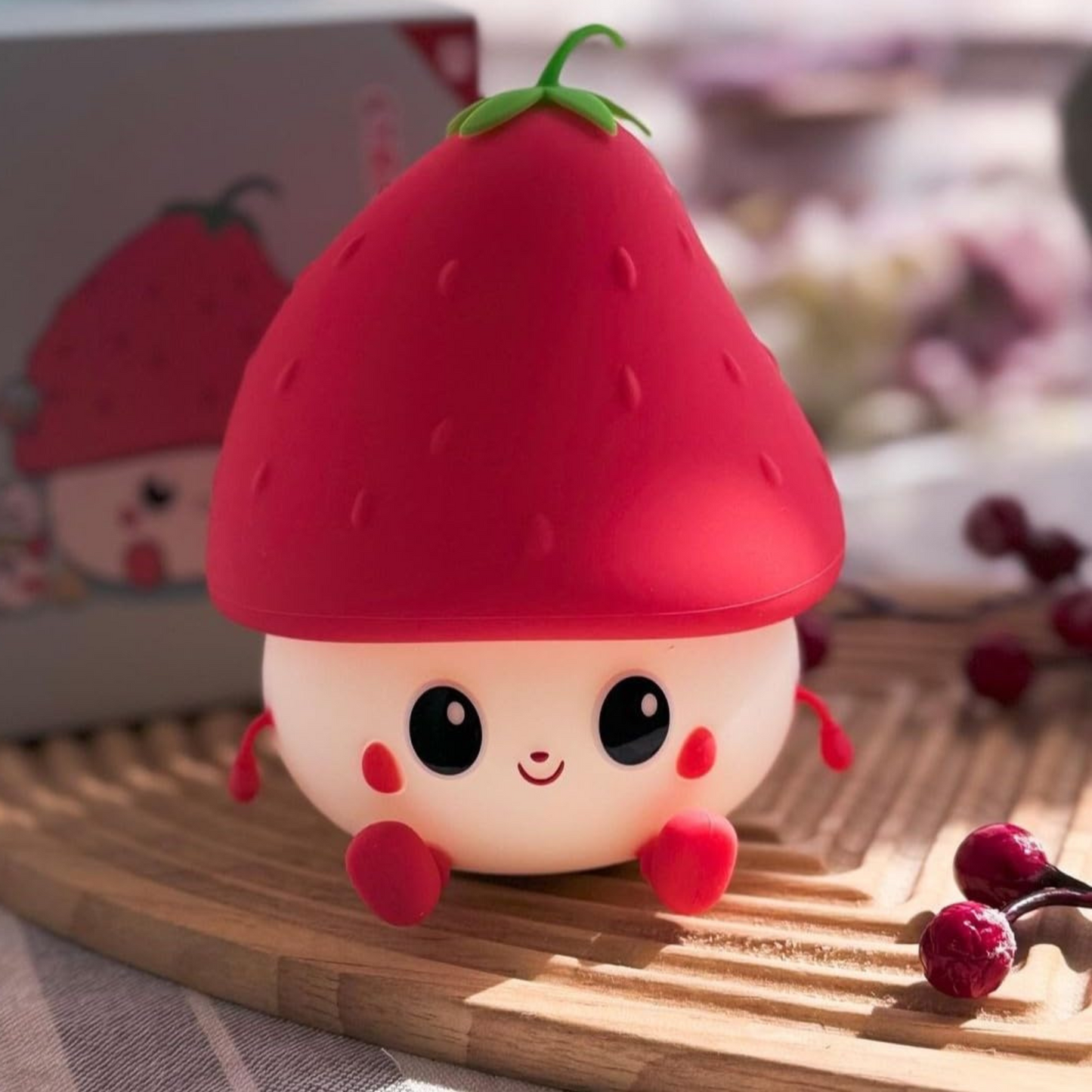 Strawberry Lamp - Cute Strawberry Silicone Night Lamp for Kids, Rechargeable Night Light for Bedroom, Animal Lamp for Kids Room, Soft Silicone Cute Lamps, Strawberry Gifts for Girls and Boys