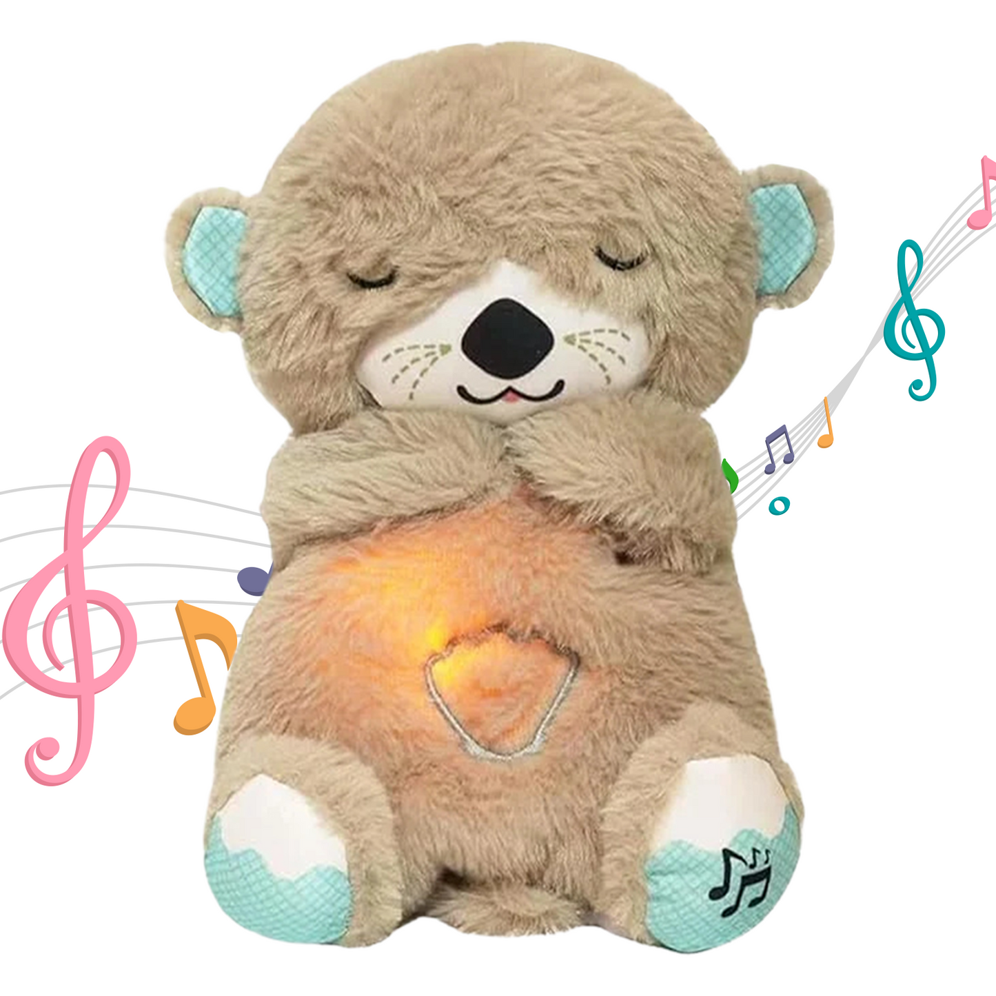 Sakuya's Breathing Teddy Bear with Music, Sound, Light for Baby Sensory Sleep Lights Rhythmic Soft Toy| Best Gift for Kids| size 30cms