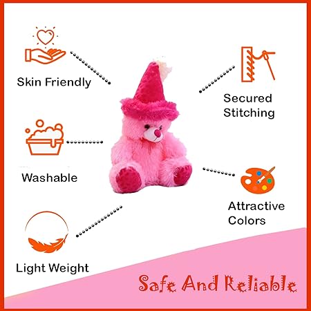 Sakuya Original Joker Teddy, Non-Toxic Super Soft Plush Stuff Toys for All Age Groups - 40 cm (Pink)