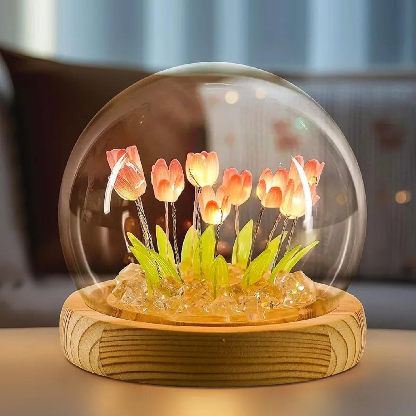 Tulip Lamp - Cute Table Lamp with Tulip Flowers, Aesthetic Flower Lamp for Bedroom, Decorative LED Night Lamp for Girls, Unique Glass Tulip Light for Gifts, Lamps for Room and Desk Décor