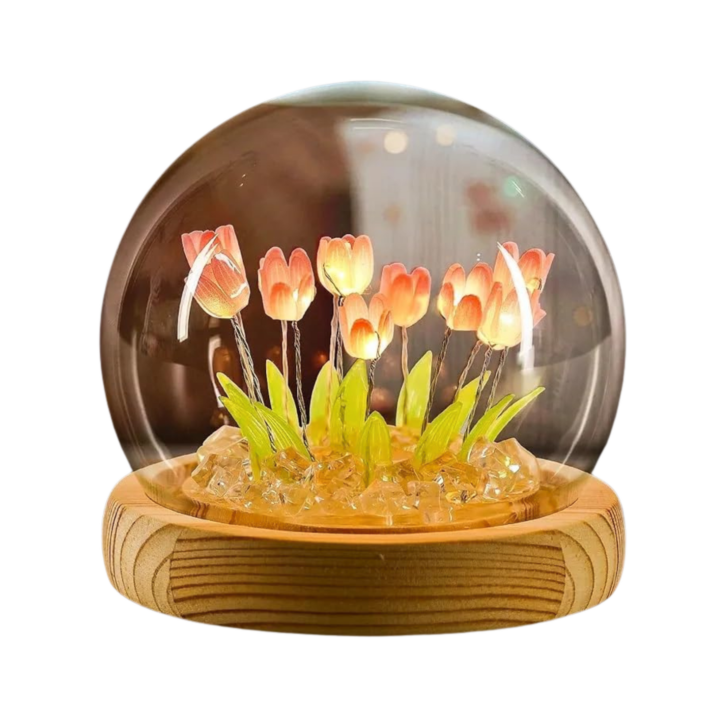 Tulip Lamp - Cute Table Lamp with Tulip Flowers, Aesthetic Flower Lamp for Bedroom, Decorative LED Night Lamp for Girls, Unique Glass Tulip Light for Gifts, Lamps for Room and Desk Décor