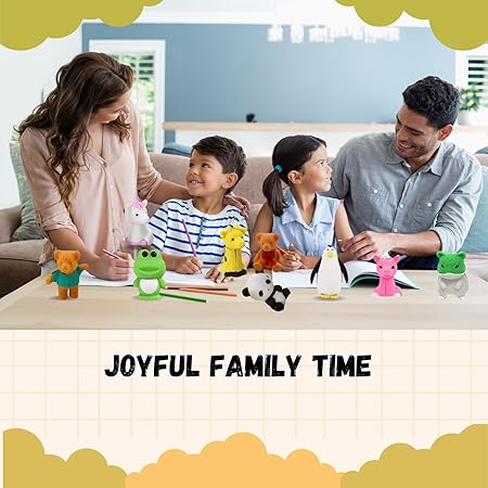 Sakuya Collectible 3D Animal Erasersr 4 Nos - Great for Classroom Rewards, Party Favors, Games, Prizes & Collection -Suitable for Prizes, Party Favors, School Supplies, Arts & Crafts-Set of 1 Box