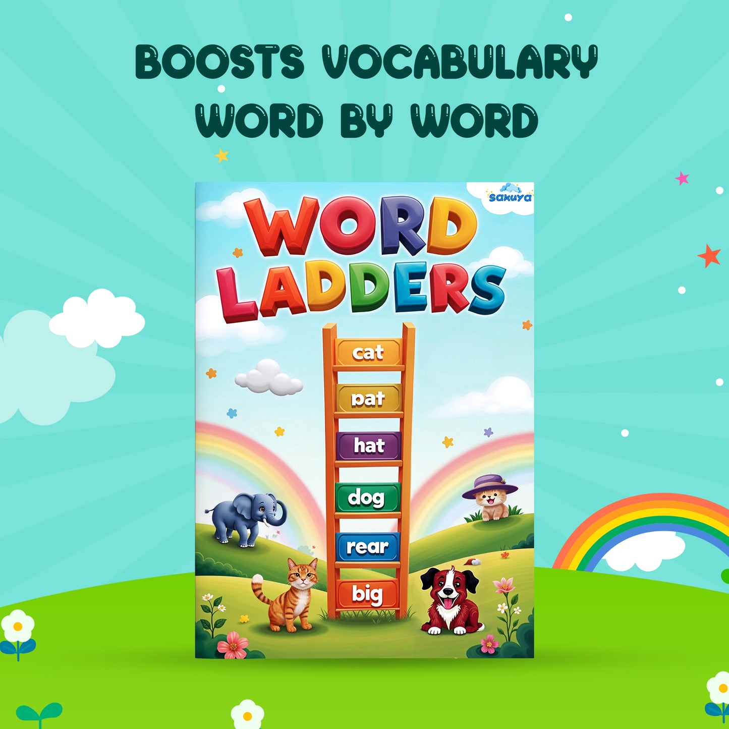 Sakuya Word Ladder Book for Kids | Fun Vocabulary Building Activities to Improve Spelling and Reading Skills | Brain-Boosting Puzzles for Early Learners and Elementary Students