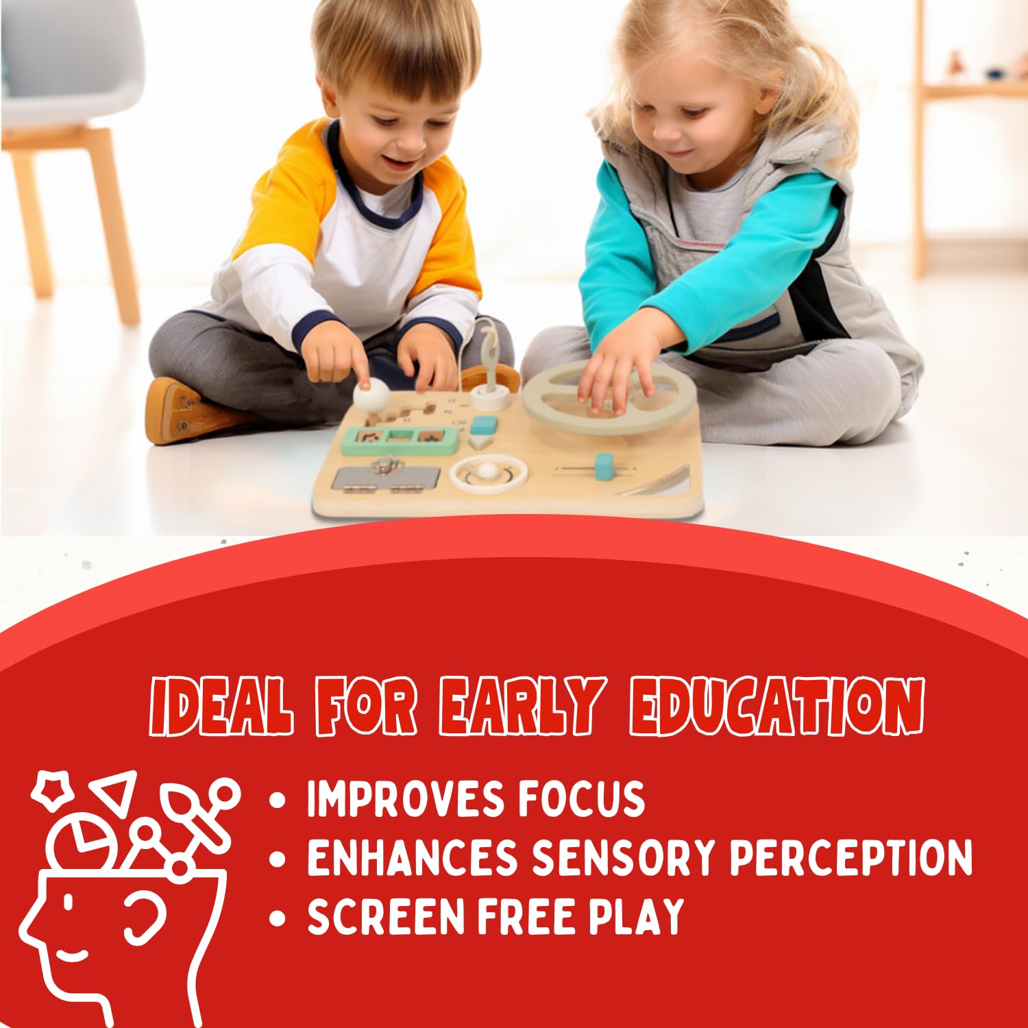 Sakuya Steering Wheel Toy Natural Wood Adventure Toy for Kids Children Simulate Driving Car Toy Screen-Free Play Steering Pretend Adventure Toy