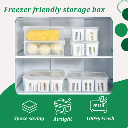 Sakuya Fridge Containers Boxes|Freezer Storage |Container for Kitchen Storage Set| multipurpose Storage in Kitchen, Vegetable|Refrigerator-Food-Box- Plastic - Sakuya