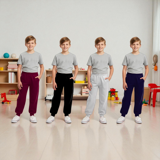 Sakuya Cotton Joggers for Kids  Multicolor |  Superior-Grade Cotton Pajama Bottoms with Elastic Waistband, Lightweight & Breathable Fabric for Play, Sleep, Everyday Wear for Kids | Pack of 4