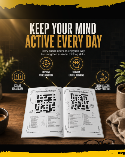 Sakuya Crossword Puzzle Books for Adults | 22 Puzzles | Brain Games
