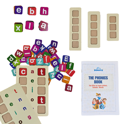 Sakuya Hands-On Phonics Kit for Kids | Games for Kids | Letter and Spelling Game | Durable Letter Tiles | Early Development Game, and Engaging Cognitive Development Activities