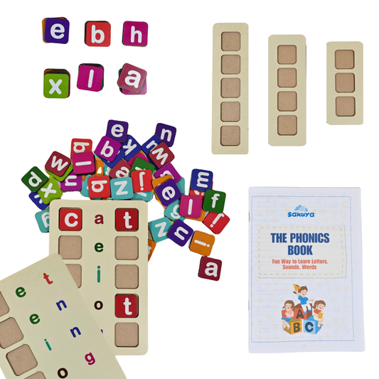 Sakuya Hands-On Phonics Kit for Kids | Games for Kids | Letter and Spelling Game | Durable Letter Tiles | Early Development Game, and Engaging Cognitive Development Activities