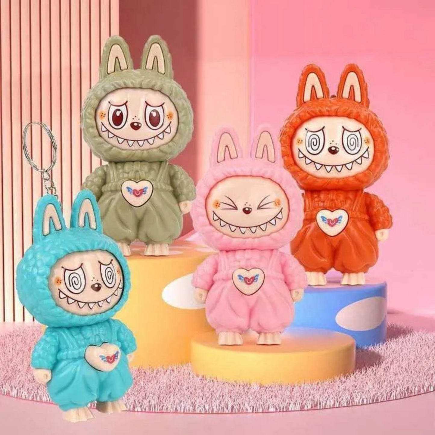 Labubu Keychain STEM Toy | Cute Collectible Key Ring for Kids & Adults | Durable Mini Labubu Figure Keychain | Fun STEM Learning Toy for Bag, Car, Desk & Backpack Accessories