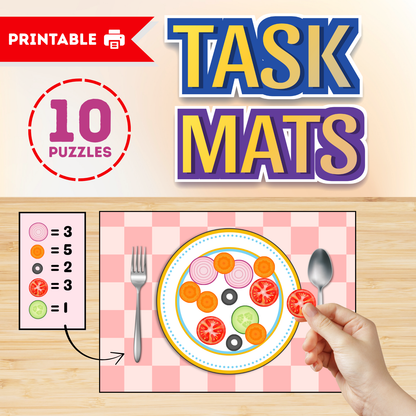 Sakuya Task Mats for Preschool | Montessori Toddler Printable | Play Dough Mats | Quiet Time Activities | Pre-K Learning Worksheets