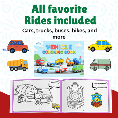 Vehicle Coloring Book for Kids | Big Easy Coloring Pages with Name Writing Practice | Cars, Trucks, Trains, Construction & Emergency Vehicles | Preschool & Kindergarten Activity Book