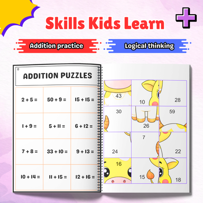Sakuya Math Book for Kids – Fun Addition Puzzle Activity Workbook with Colourful Picture Puzzles for Preschool and Kindergarten Early Learning Practice Book for Kids 3+
