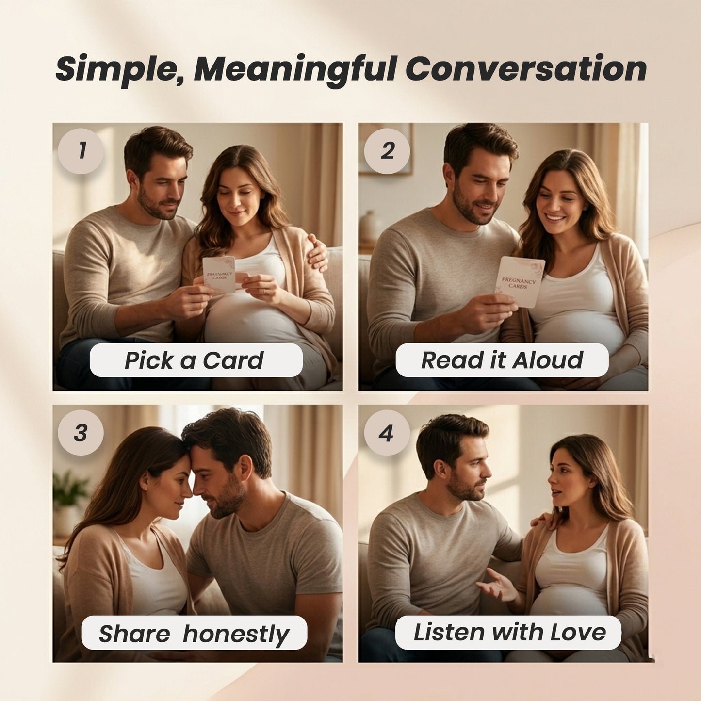 Sakuya Pregnancy Conversation Cards for Couples | 60 Pregnancy Flash Cards for Expecting Parents | Relationship Bonding Game for Moms and Dads | Baby Shower Gift for Mom to Be