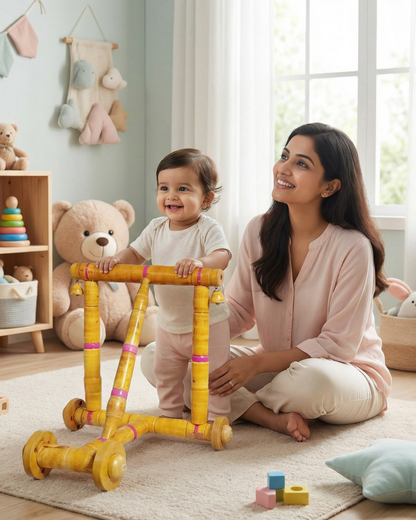 Wooden Baby Walker Push Toy for Toddlers 6-18 Months | Brown