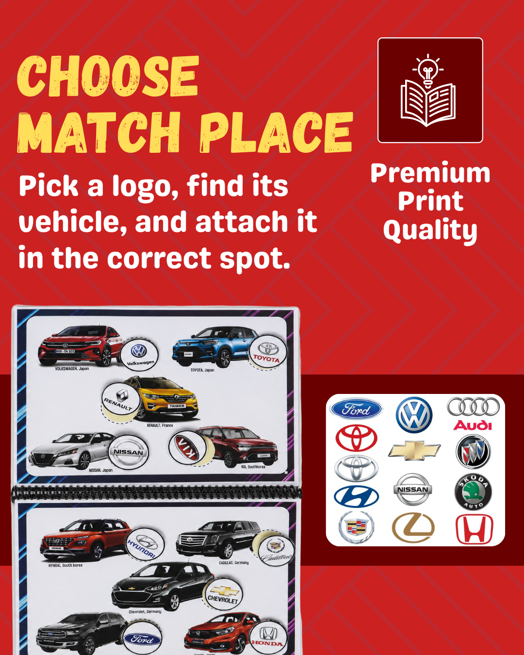 Sakuya Car Logo Challenge for Kids Book |Learn BMW, Porsche, Audi & More