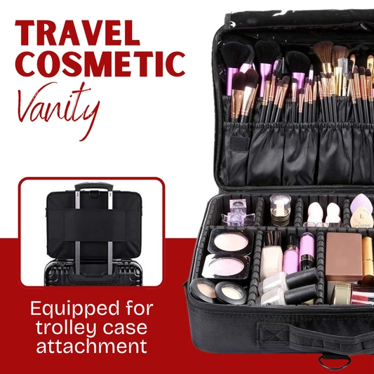 Sakuya Cosmetic Vanity Bag - Stylish and Functional Makeup Organiser with Multiple Pockets - Ideal for Travel and Everyday Use | Spacious Storage for Beauty Essentials(Black)  - Sakuya