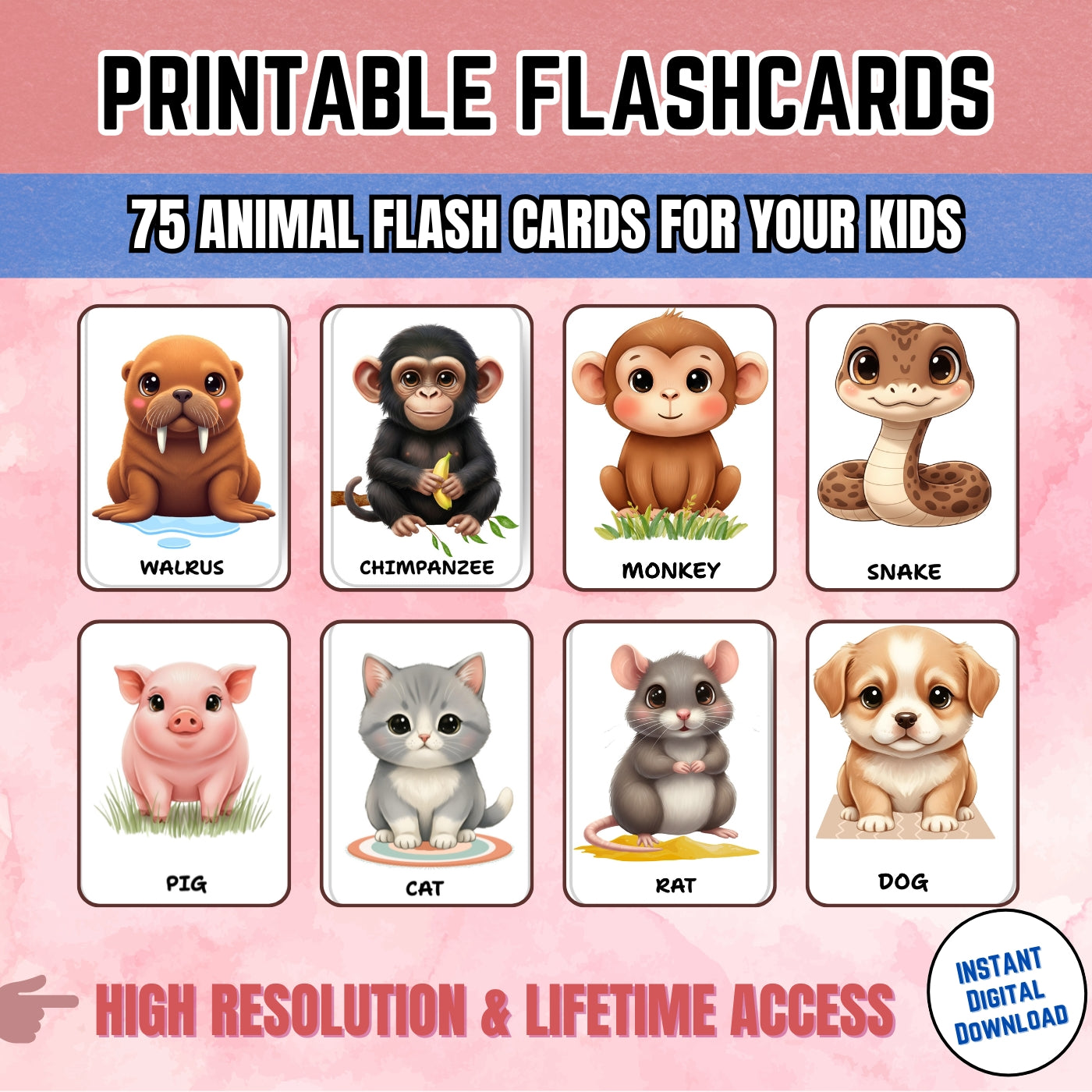Sakuya Animal Flash Cards for Kids Learning | Preschool Educational Cards | Toddler Printable | Animal Name and Sound Recognition Game