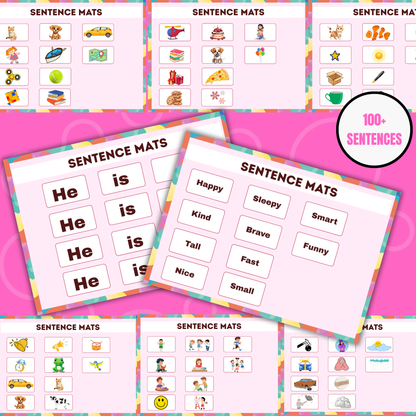 Sakuya Sentence Mat Printable | Build a Sentence | Homeschool Printable | Preschool Worksheets | Handwriting Practice | Sentence Building