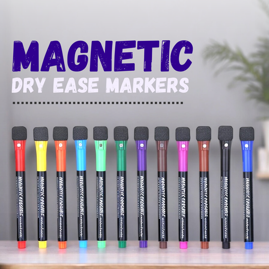 Sakuya 12 Colors Magnetic Whiteboard Markers with Eraser Cap | Fine Point Tip for Kids & Teachers, Home, Office & School Supplies|Low Odor Magnetic Dry Erase Markers - Sakuya