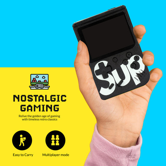 Handheld Video Game Console for Kids | Built-In Retro Games | Indoor Games for Kids Ages 7 to 15 | Good Gift for Boys and Girls | Portable Fun for Travel and Home Black