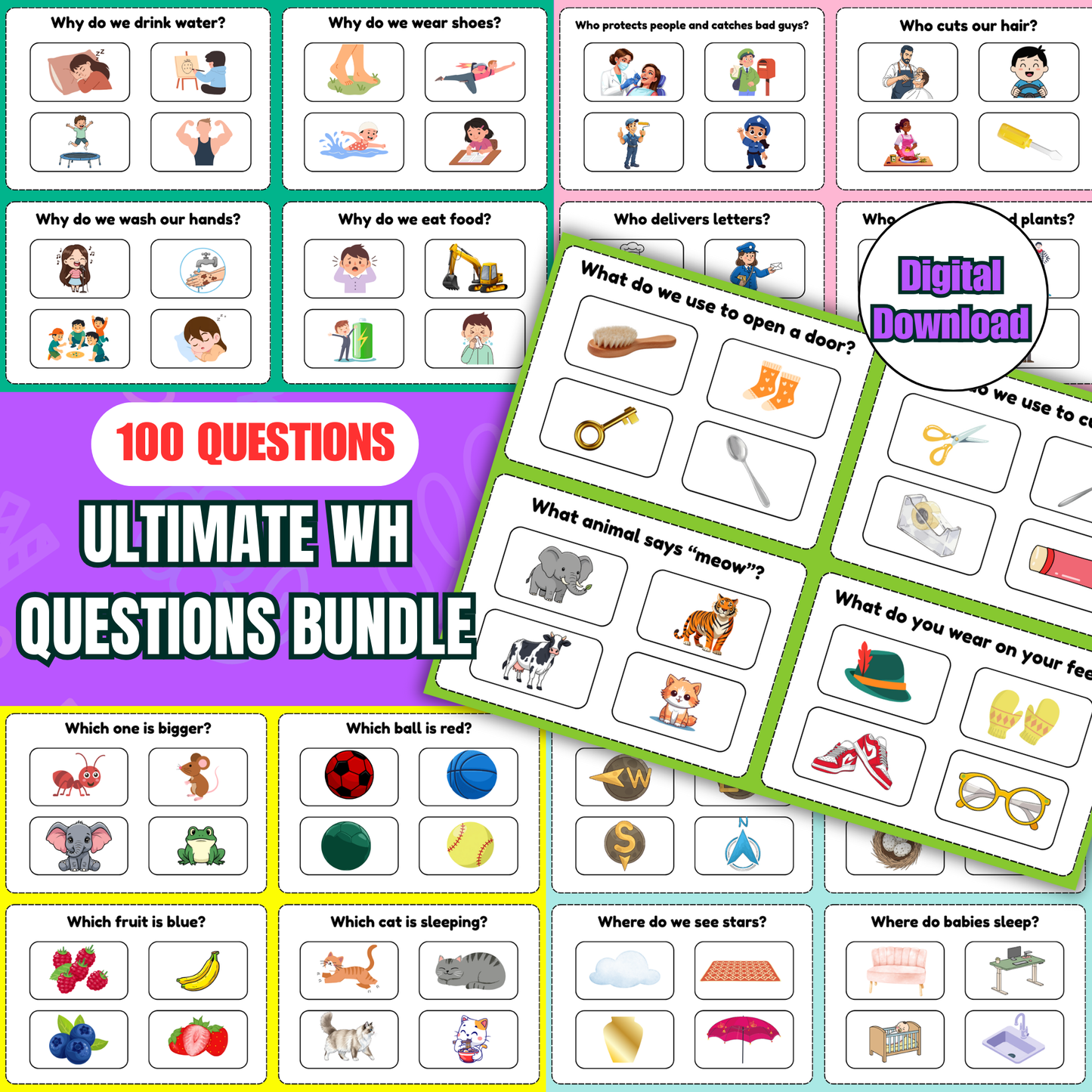 Sakuya Flash Card Learning Bundle – 100 Engaging Questions for Kids | Study, Practice & Skill Boost | kids study flash cards