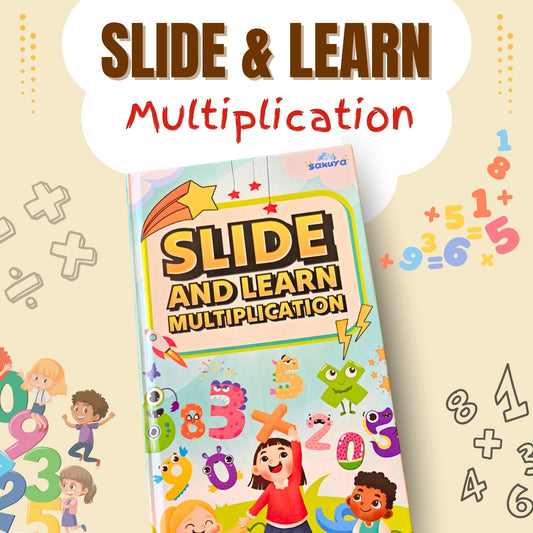 Sakuya Slide and Learn Multiplication Book for Kids | Interactive Pull Tab Activity | Colorful Times Tables 1 to 12 | Math Practice Book | Fun Learning for Early Education