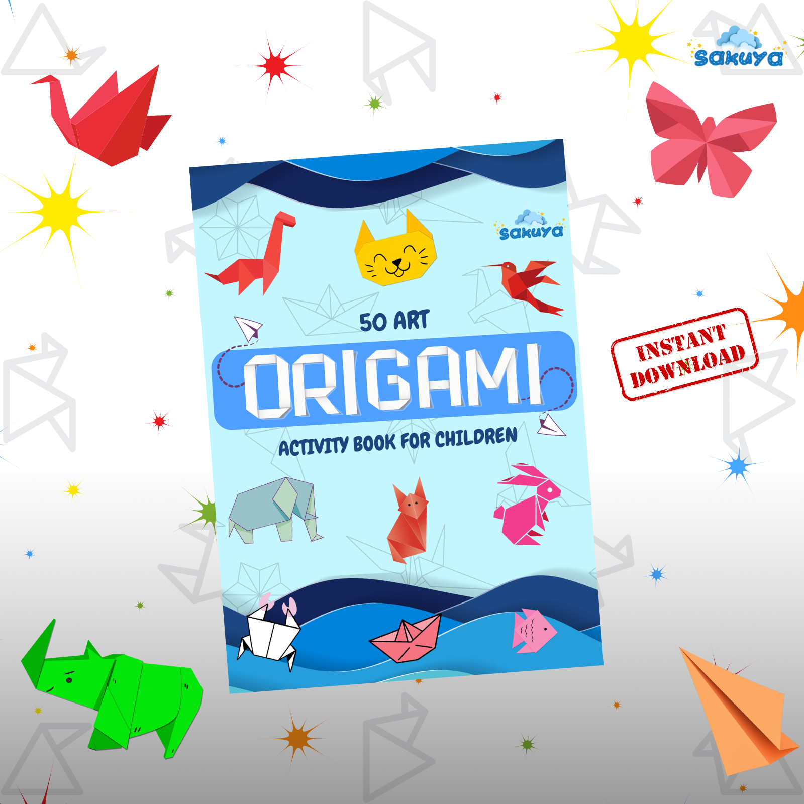 Sakuya 50 Origami Activity Book for Kids Creativity & Knowledge Fun & Educational Printable for Kids - Sakuya