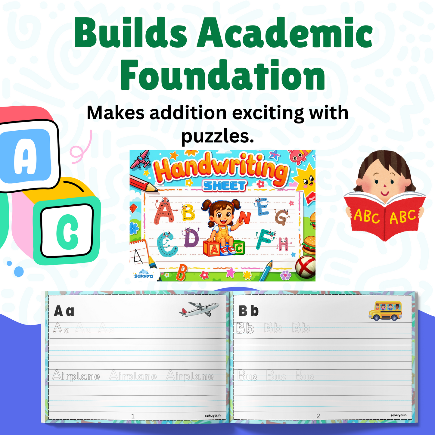 Sakuya Handwriting Practice Book for Kids | Preschool, Kindergarten, Early Learning Workbook | Improve Writing Skills, Fine Motor Development, Tracing Letters