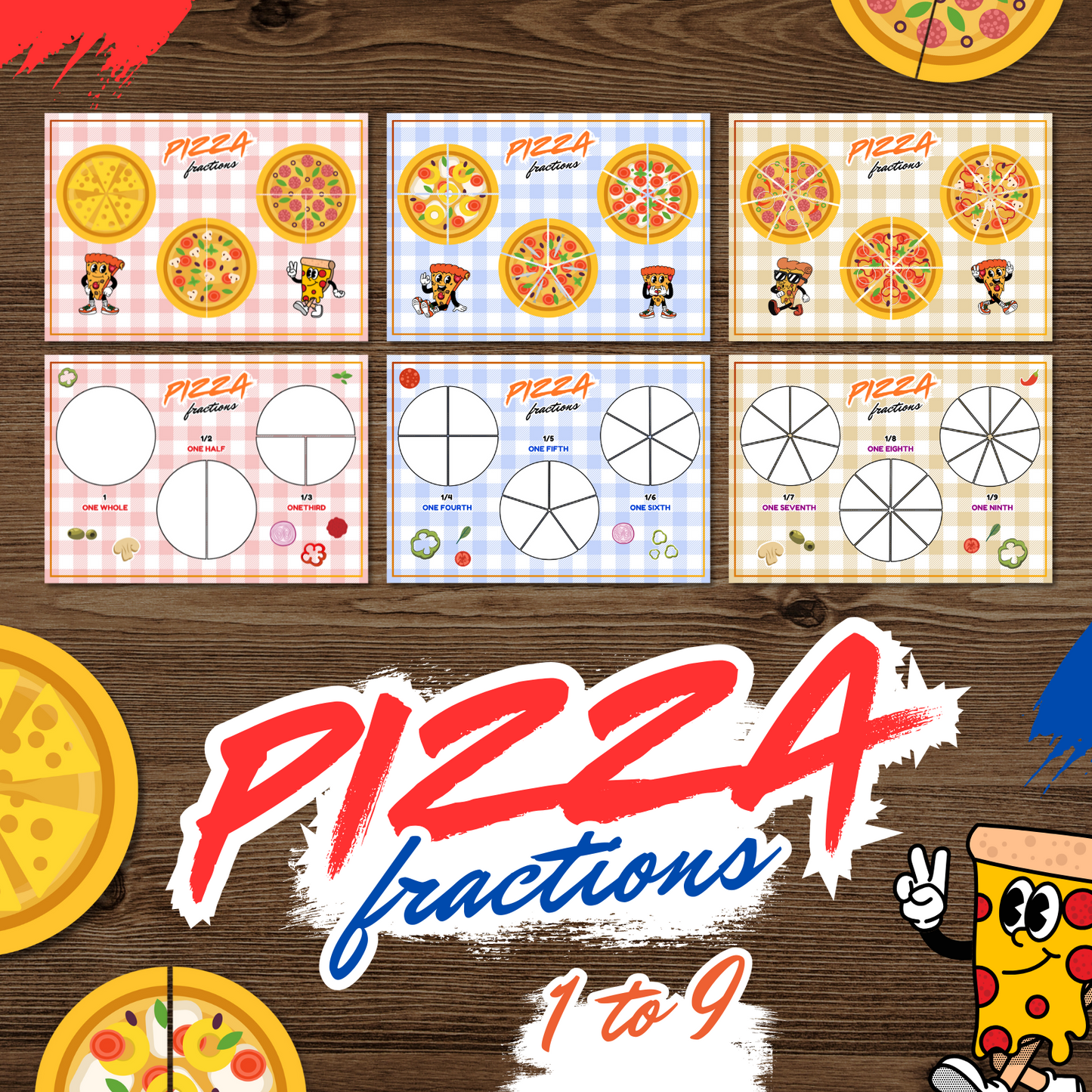 Printable Pizza Fraction Activity Book for Kids | Learning Math Fractions Addition Subtraction | Busy Book Toddler Preschool Worksheet |