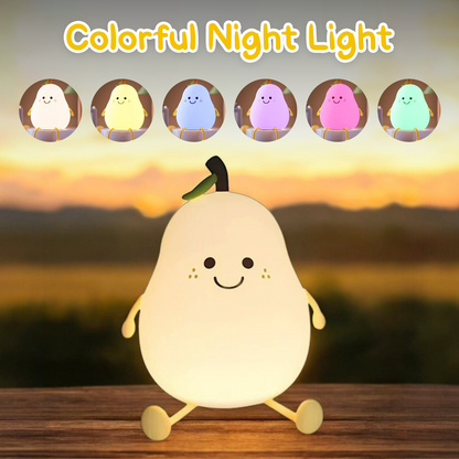 Pear Lamp - Cute Pear Silicone Night Lamp for Kids, Rechargeable Night Light for Bedroom, Aesthetic Lamp for Kids Room, Soft Silicone Cute Lamps, Pear Gifts for Girls and Boys