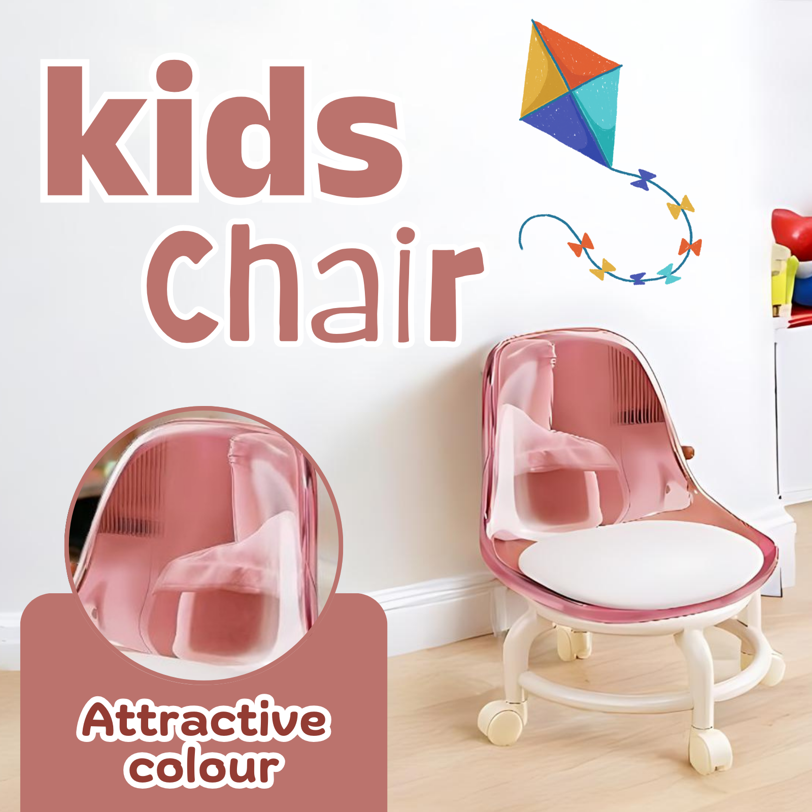 Sakuya Kids Chair with Unique Design – Comfortable, Odourless Material, 360° Rotating Function| Rebounding Cushion, Safe and Durable|  Perfect for Study and Play, Ideal for Toddlers and Children - Sakuya